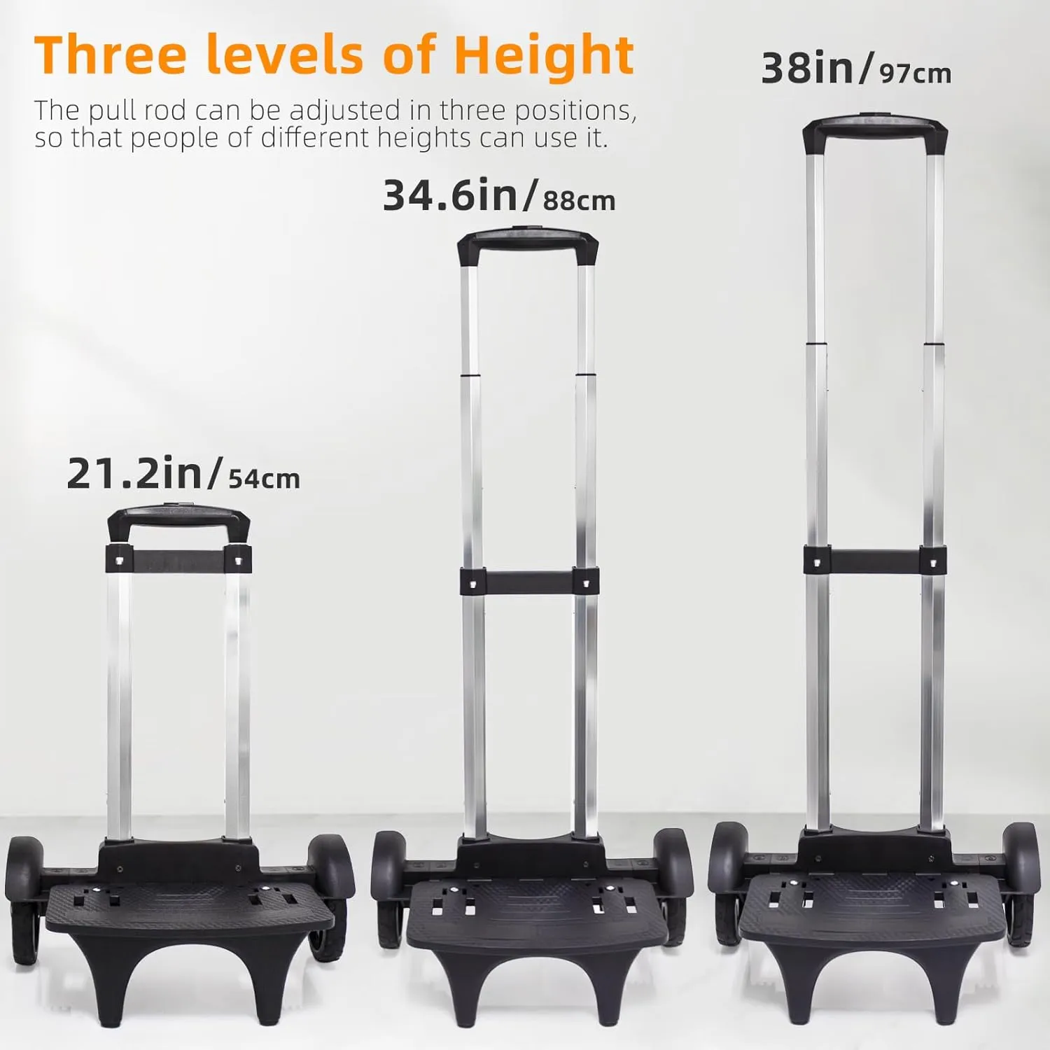 Backpack Trolley, Wheeled Cart Aluminum Alloy,Luggage Cart with 2 Large Tank Wheels,Folding Hand Truck with Luggage Straps for Bags,Lunch Backpack,Golf Bag,Teenagers,Adults,School,Travel