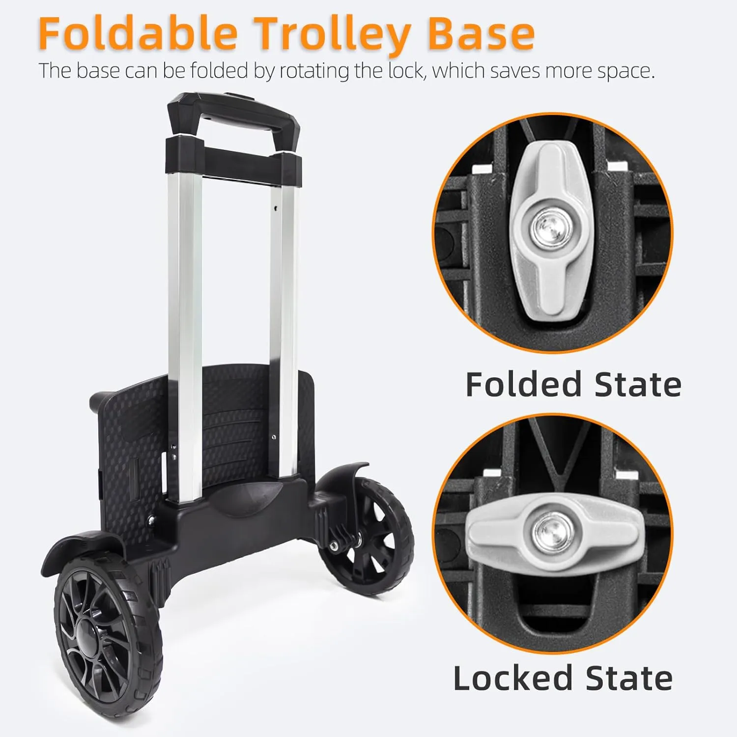Backpack Trolley, Wheeled Cart Aluminum Alloy,Luggage Cart with 2 Large Tank Wheels,Folding Hand Truck with Luggage Straps for Bags,Lunch Backpack,Golf Bag,Teenagers,Adults,School,Travel