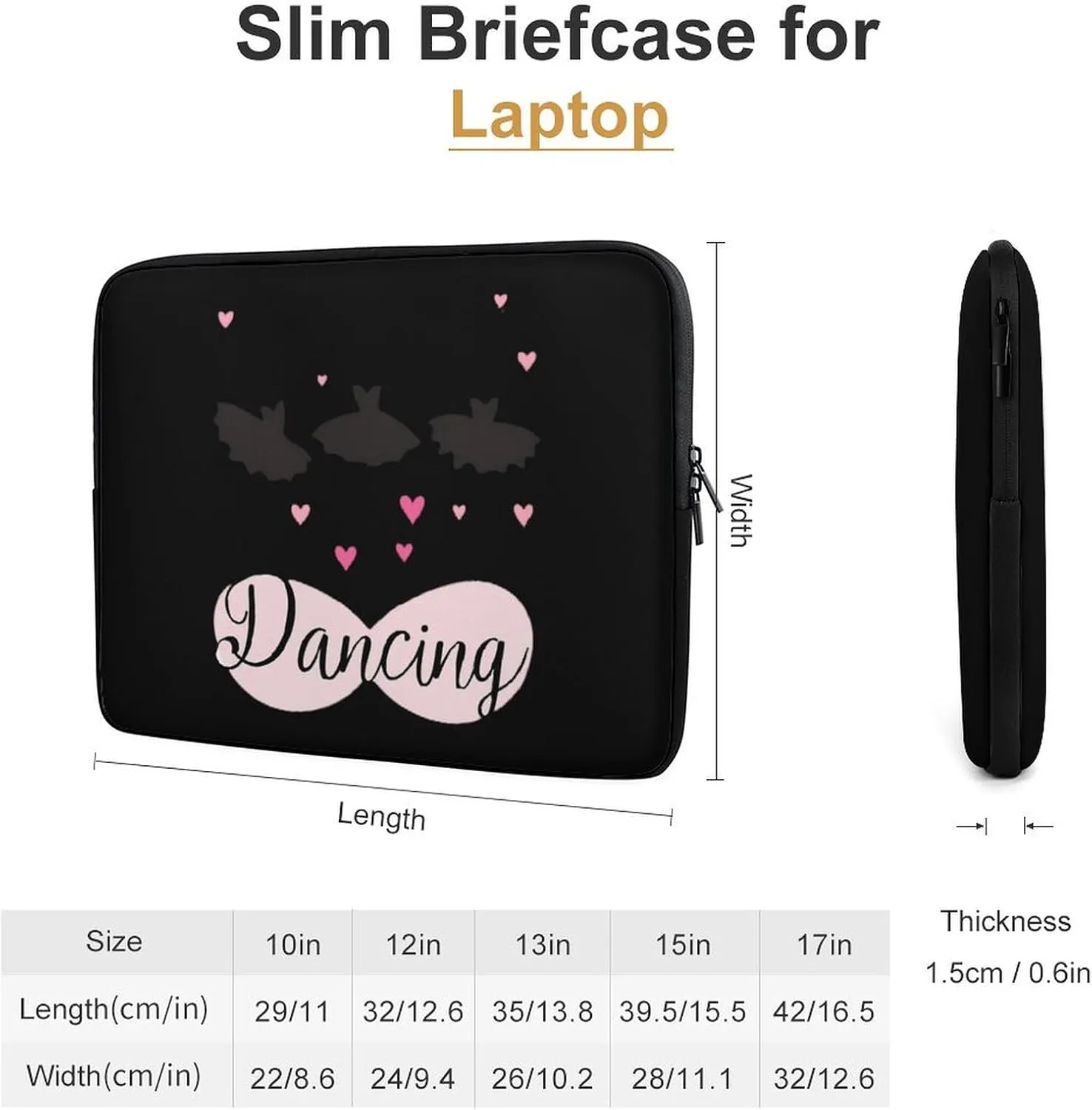 Ballet Dance Dancing Laptop Sleeve Case Protective Computer Bag Carrying Briefcase for Men Women