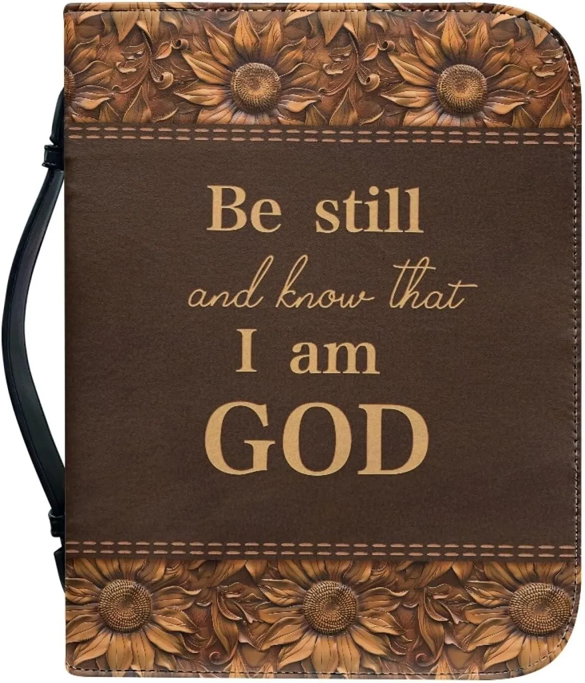 Be Still and Know That I am God Verses Bible Case Protective Cover for Women Leather Bible Bags with Zipper and Handle Multifunctional Protective Scripture Handbag Size M-2XL