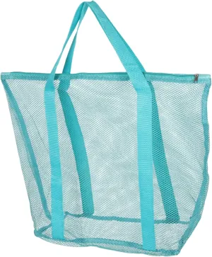 Beaupretty Large Capacity Mesh Beach Bag Green Heavy Duty Mesh Tote for Women Shopping Pouch Zipper