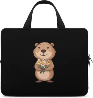 Beaver with Bouquet Flowers Laptop Sleeve Bag Computer Carrying Case Laptops Protective Cover for Travel Business