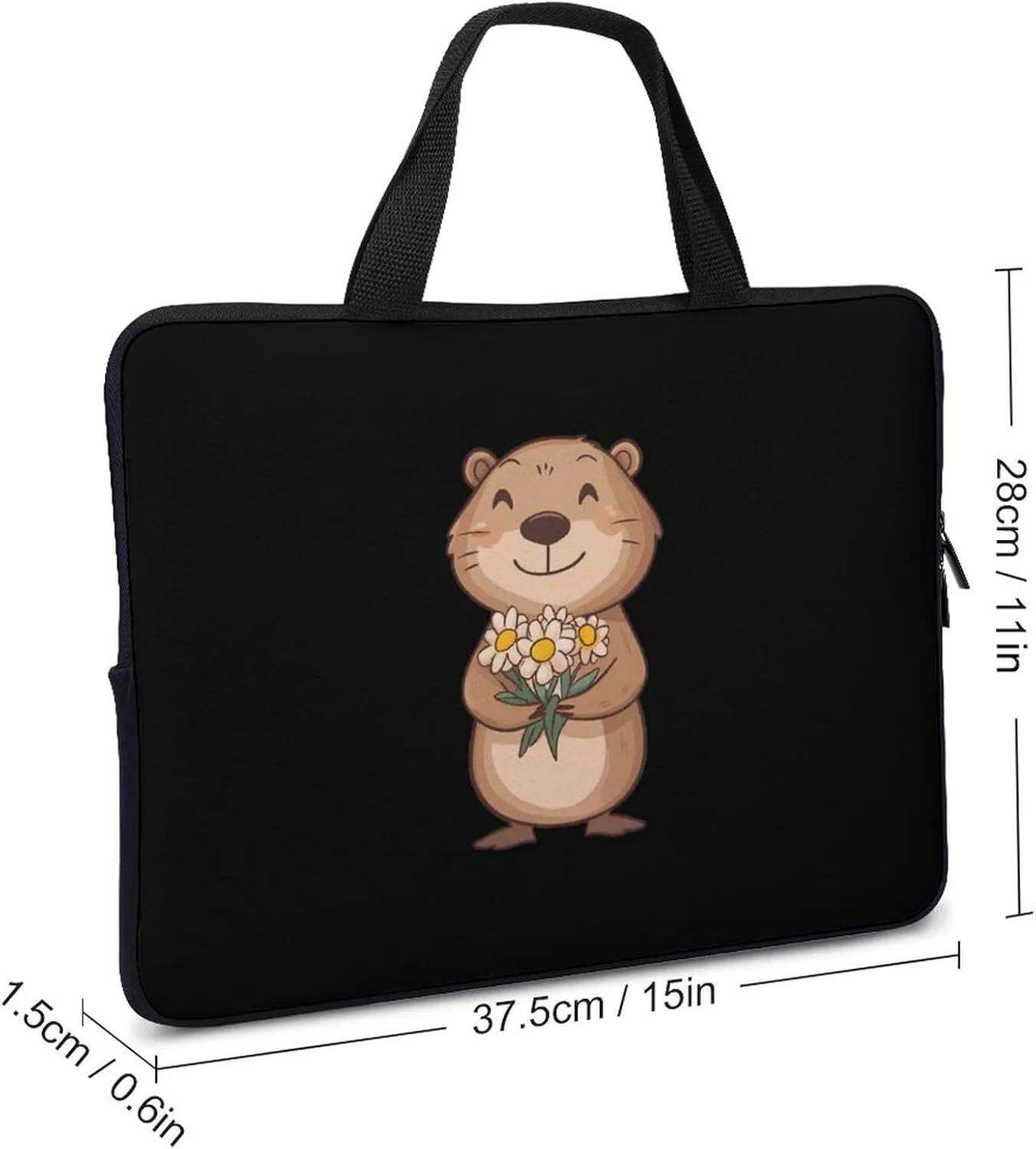Beaver with Bouquet Flowers Laptop Sleeve Bag Computer Carrying Case Laptops Protective Cover for Travel Business