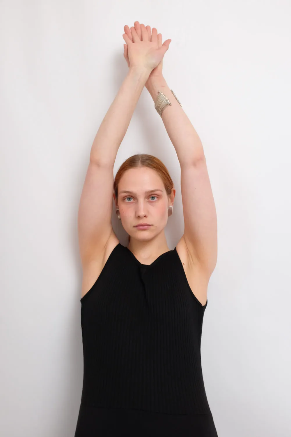 BLACK VISCOSE LONG TANK DRESS