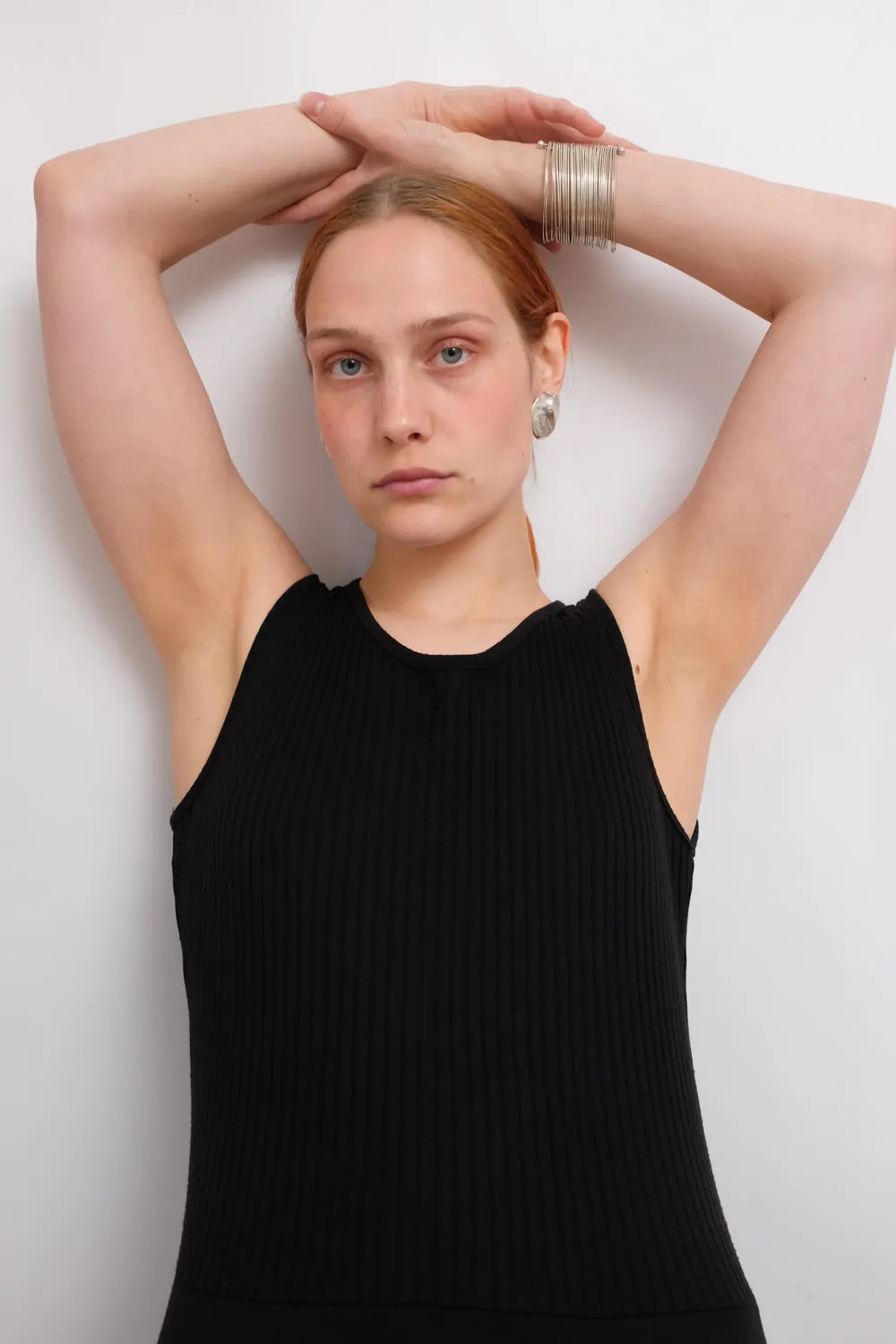 BLACK VISCOSE LONG TANK DRESS