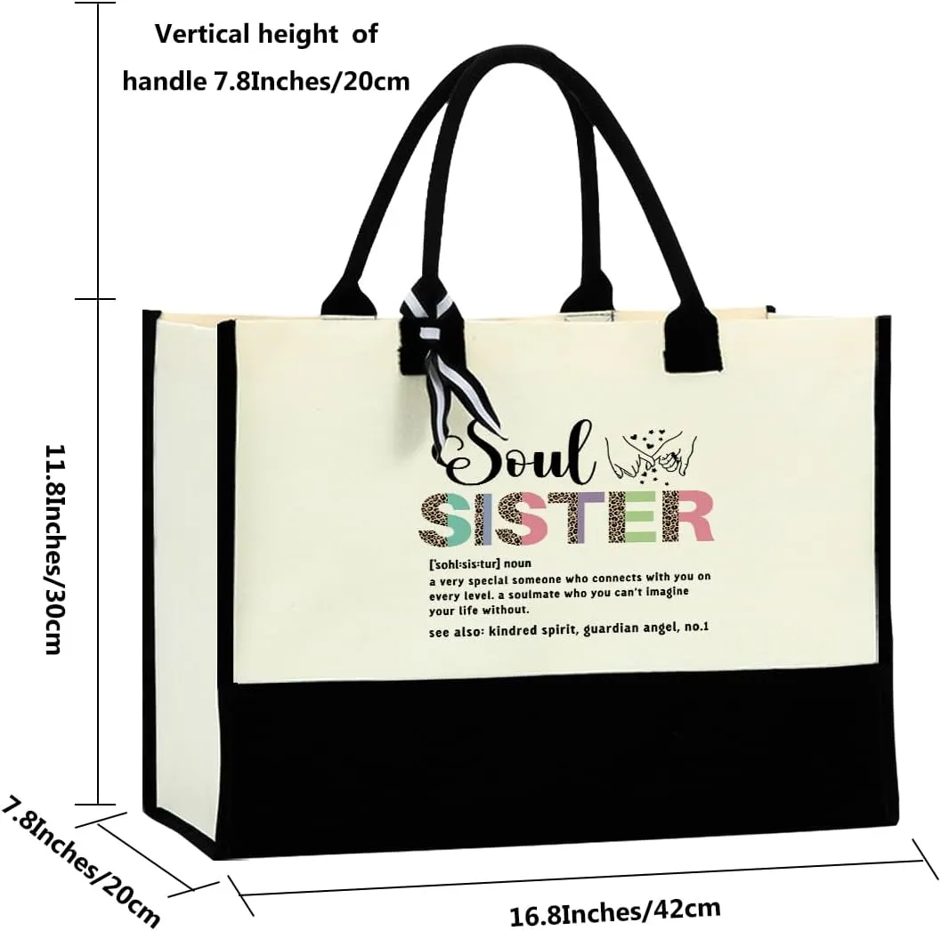 Blue Leaves Soul Sister Gifts Work Besties Gifts for Women Tote Bag Waterproof Large Reusable Grocery Bags Friendship Gifts