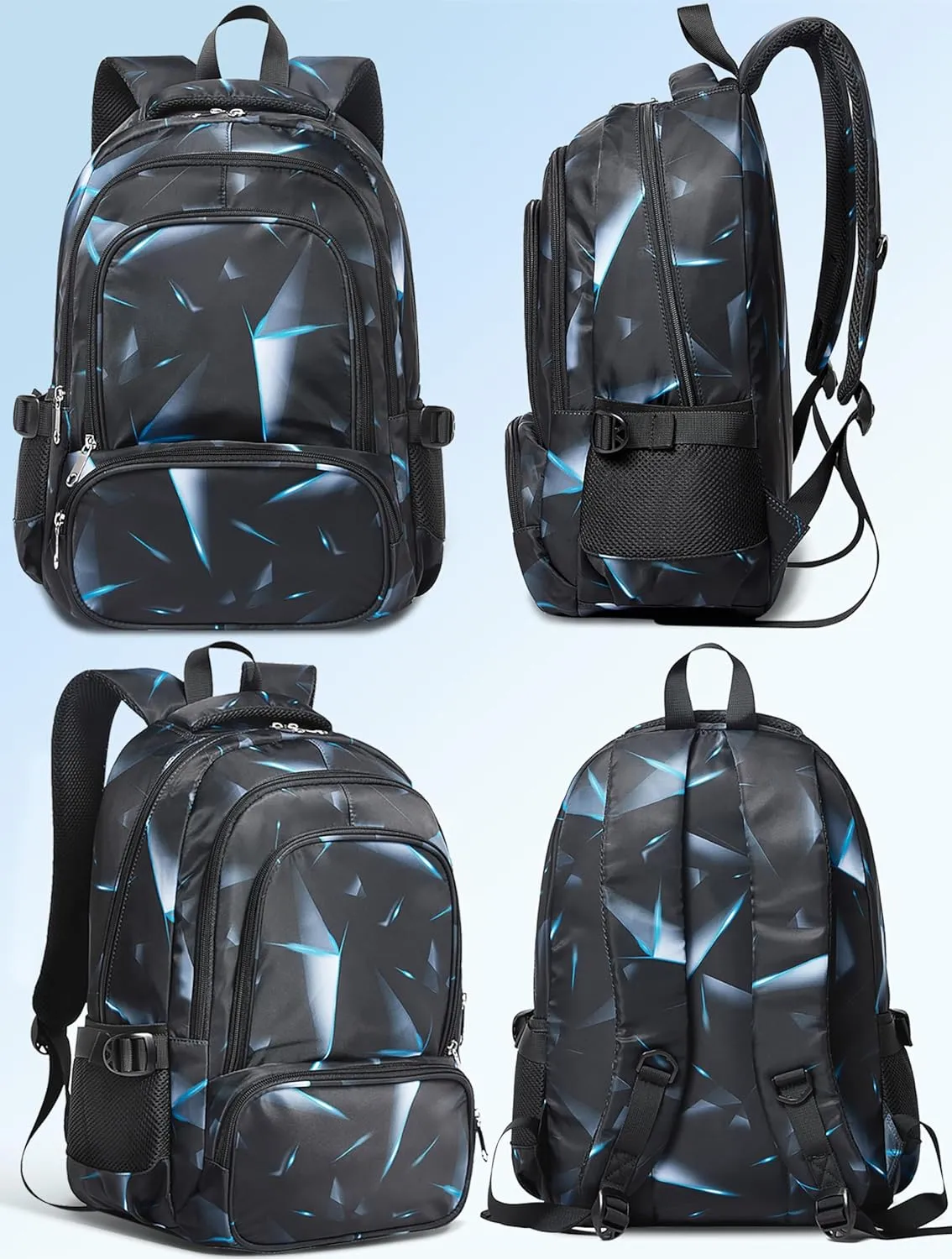 BLUEFAIRY Kids Backpack for Boys Elementary Primary Middle School Bags for Childs Book Bags Bookbags Lightweight Padded Straps Back to School Mochilas para Nios 17" Black/Blue