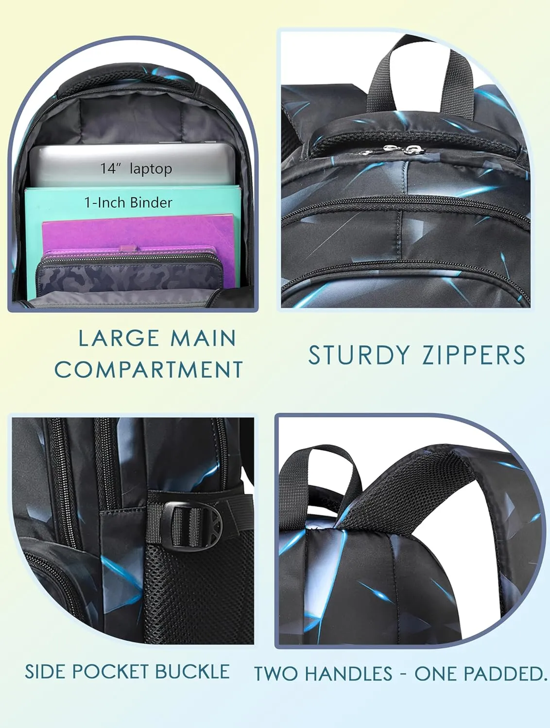 BLUEFAIRY Kids Backpack for Boys Elementary Primary Middle School Bags for Childs Book Bags Bookbags Lightweight Padded Straps Back to School Mochilas para Nios 17" Black/Blue