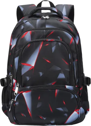BLUEFAIRY Kids Backpack for Boys Elementary Primary School Bags for Childs Black Bagpack Book Bag Back to School Gifts for Son Mochilas Escolares para Nios 17" Large Compartment Black/Red