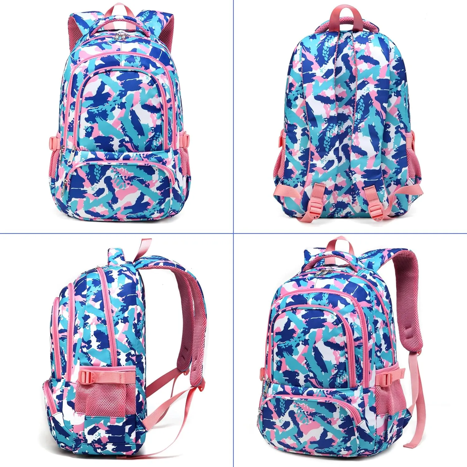 BLUEFAIRY Kids Backpack for Girls School Backpack for Elementary Primary School Book Bags Bookbags Back to School Gifts for Childs Mochila Para Nias 17 Inch Aged 8-10 Camo Pink