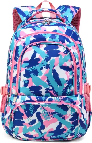 BLUEFAIRY Kids Backpack for Girls School Backpack for Elementary Primary School Book Bags Bookbags Back to School Gifts for Childs Mochila Para Nias 17 Inch Aged 8-10 Camo Pink