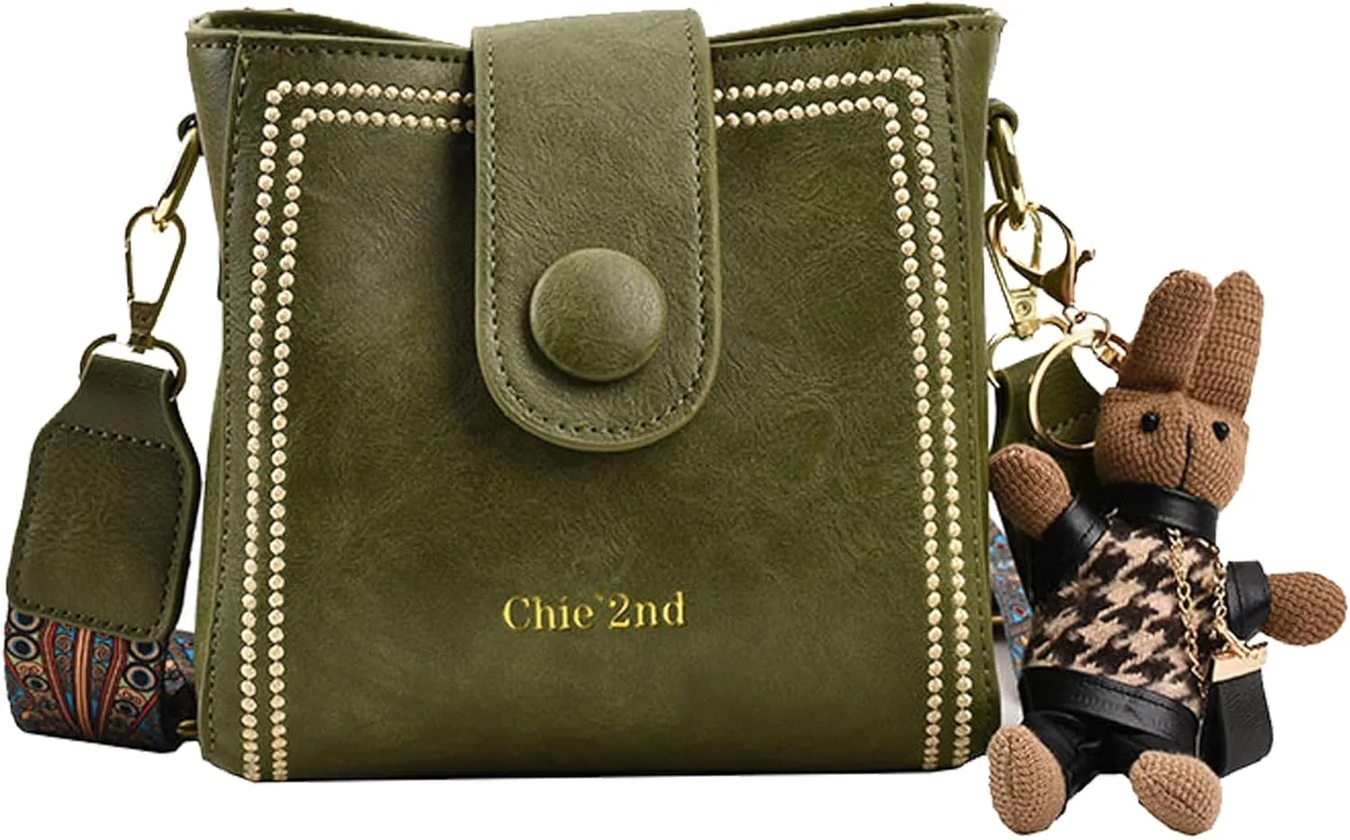 Bootara Bucket Bag Vintage Crossbody Bag With Bunny Charm Small Womens Retro Water Bucket Shoulder Bag