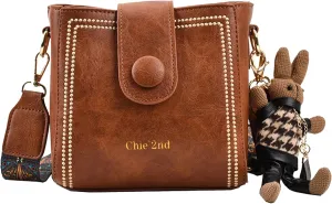 Bootara Bucket Bag Vintage Crossbody Bag With Bunny Charm Small Womens Retro Water Bucket Shoulder Bag