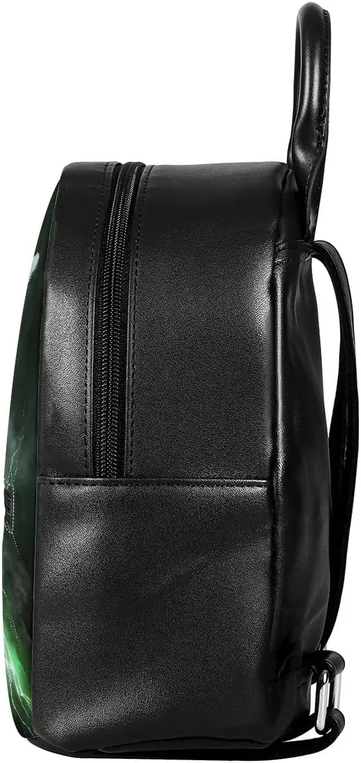 Boys Mens Mini Bookbags Backpack White Wolf Cool Animal Printed Casual Shoulder Bags with Adjustable Shoulder Strap,Green Lightning Wolf