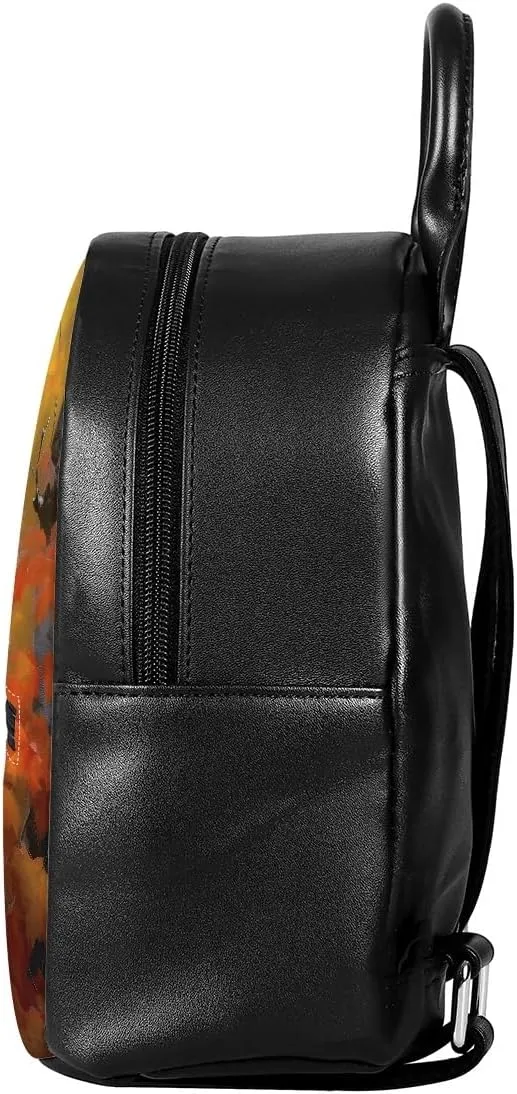 Boys Mens Mini Bookbags Backpack White Wolf Cool Animal Printed Casual Shoulder Bags with Adjustable Shoulder Strap,Maple Leaf Wolf