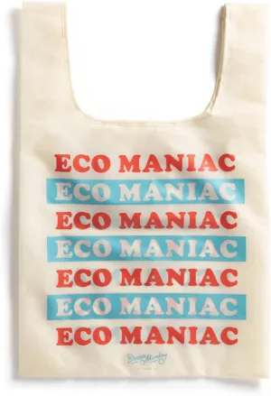 Brass Monkey Eco Maniac Reusable Tote Bag, 11.25 x 18  Durable Nylon Bag with Two-Color Artwork  Reusable Grocery Bag that Folds Into Pouch for Easy Storage