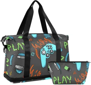 Bright Joysticks Cool Flame Travel Duffle Expandable Weekender Bags for Women Travel with Toiletry Bag