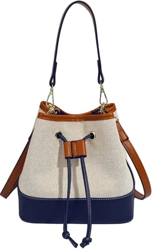 Bucket Bags for Women Vintage Women's Crossbody Handbags Shoulder Bag Drawstring Satchel Bags Trendy Women's Handbags Canvas Small Purses Blue Designer Bags