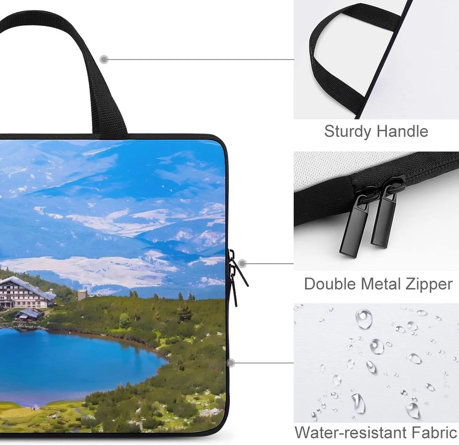 Bulgaria Bezbog Lake Landscape Laptop Sleeve Bag Computer Carrying Case Laptops Protective Cover for Travel Business