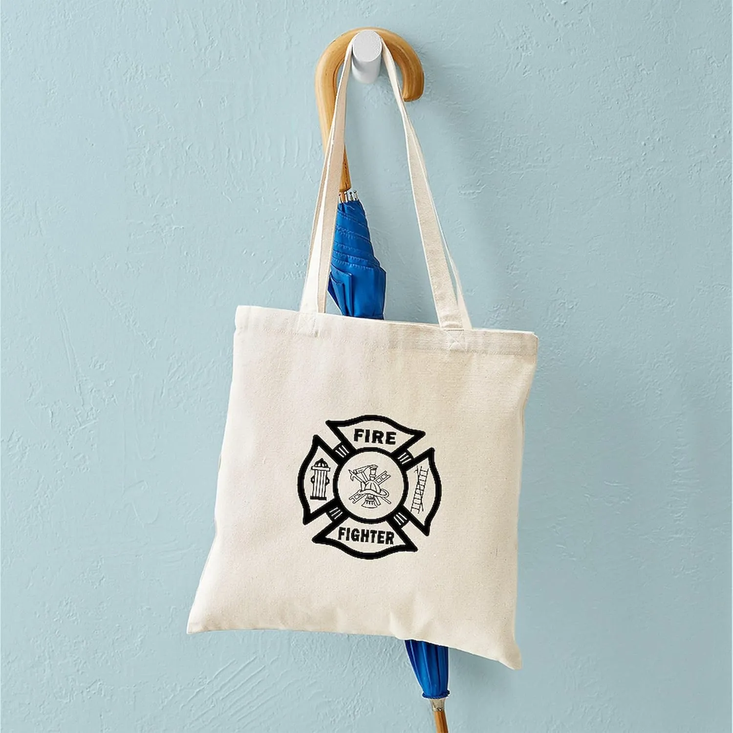 CafePress Firefighter Tote Bag Natural Canvas Tote Bag, Reusable Shopping Bag