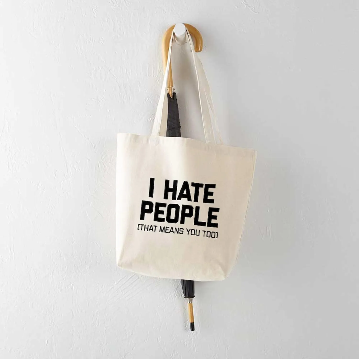 CafePress I Hate People That Means You Too Tote Bag Natural Canvas Tote Bag, Reusable Shopping Bag