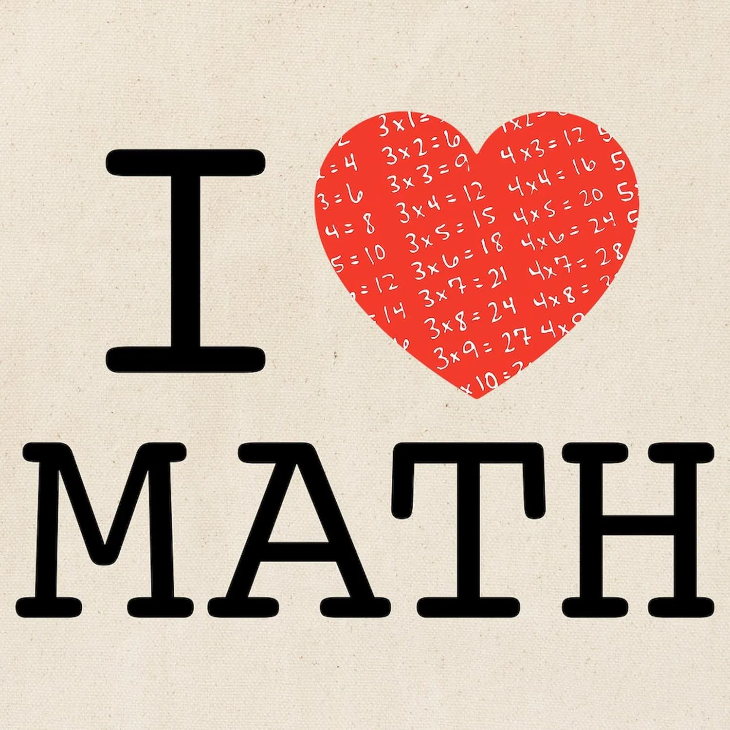 CafePress I Heart Math Tote Bag Natural Canvas Tote Bag, Reusable Shopping Bag