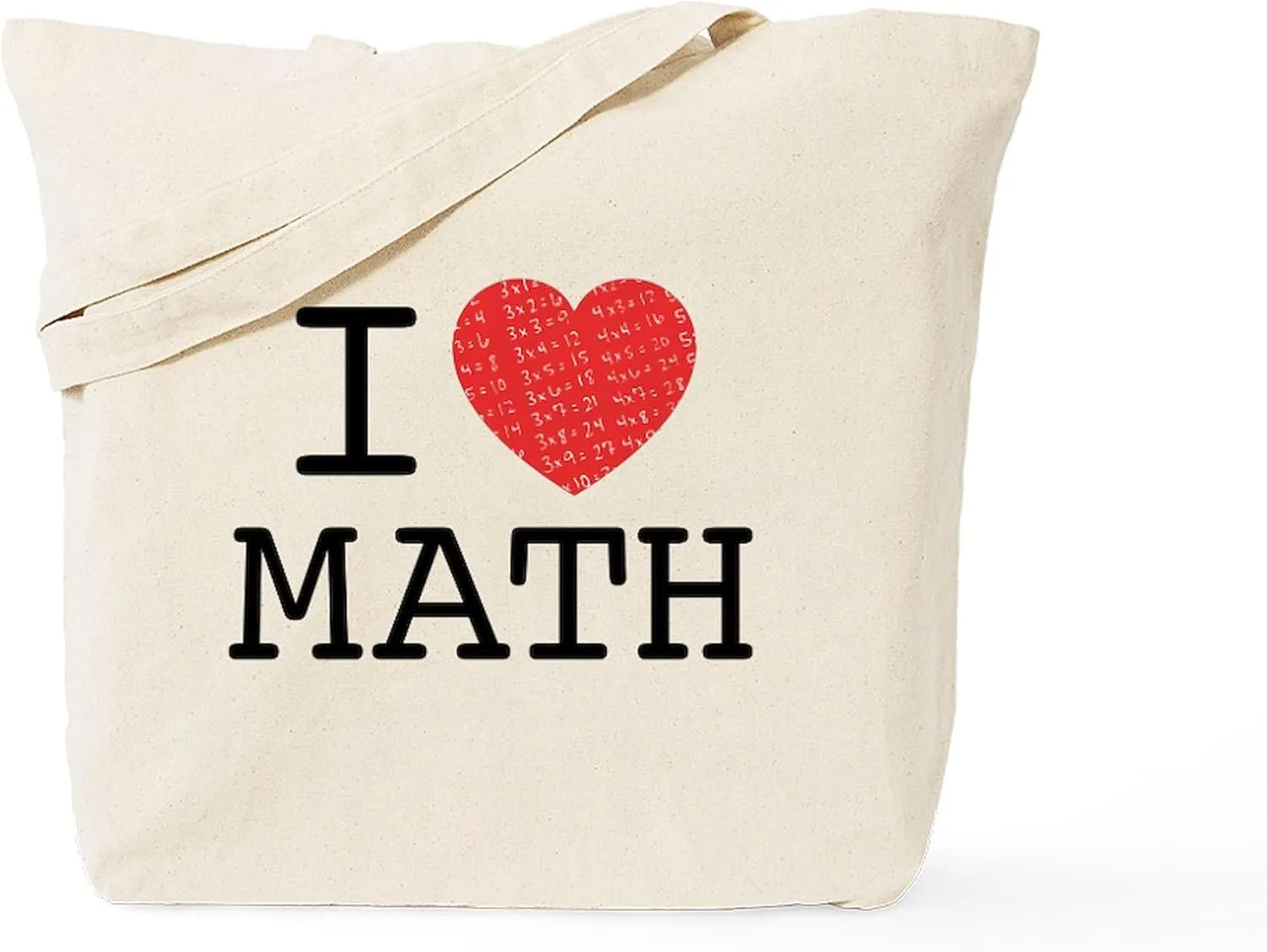 CafePress I Heart Math Tote Bag Natural Canvas Tote Bag, Reusable Shopping Bag