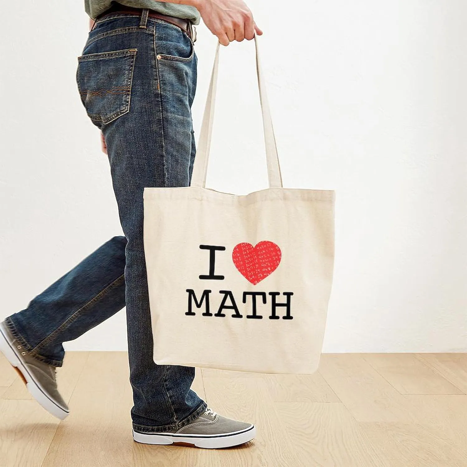 CafePress I Heart Math Tote Bag Natural Canvas Tote Bag, Reusable Shopping Bag