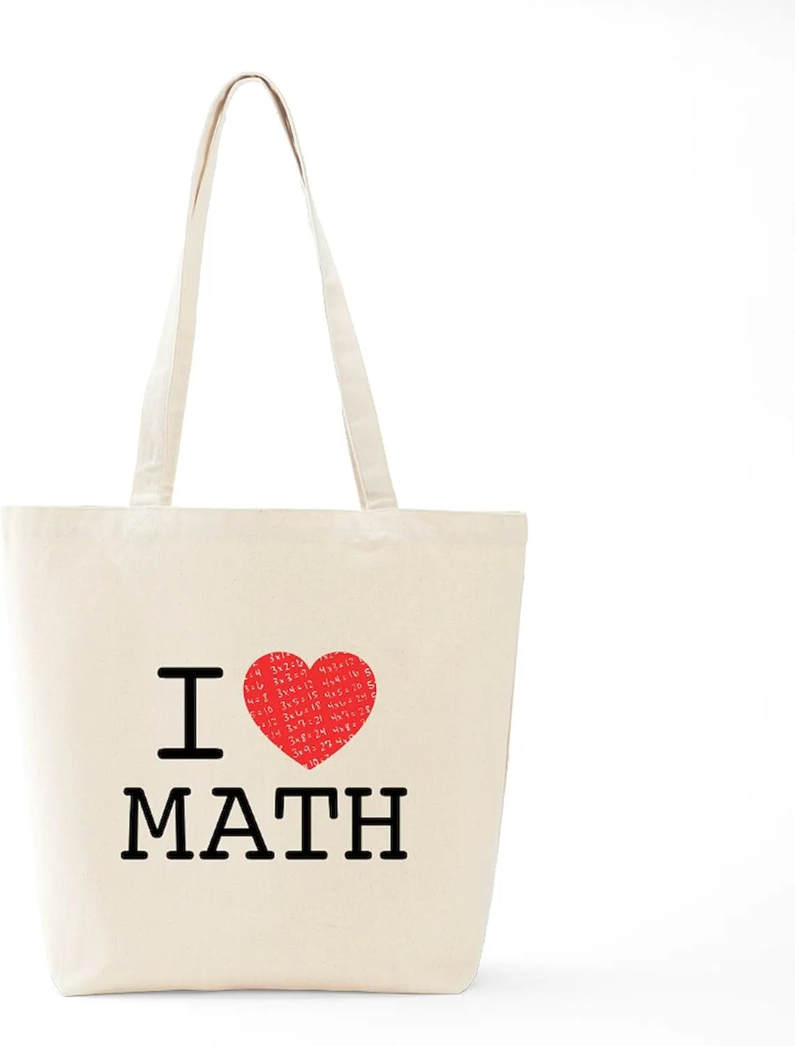 CafePress I Heart Math Tote Bag Natural Canvas Tote Bag, Reusable Shopping Bag
