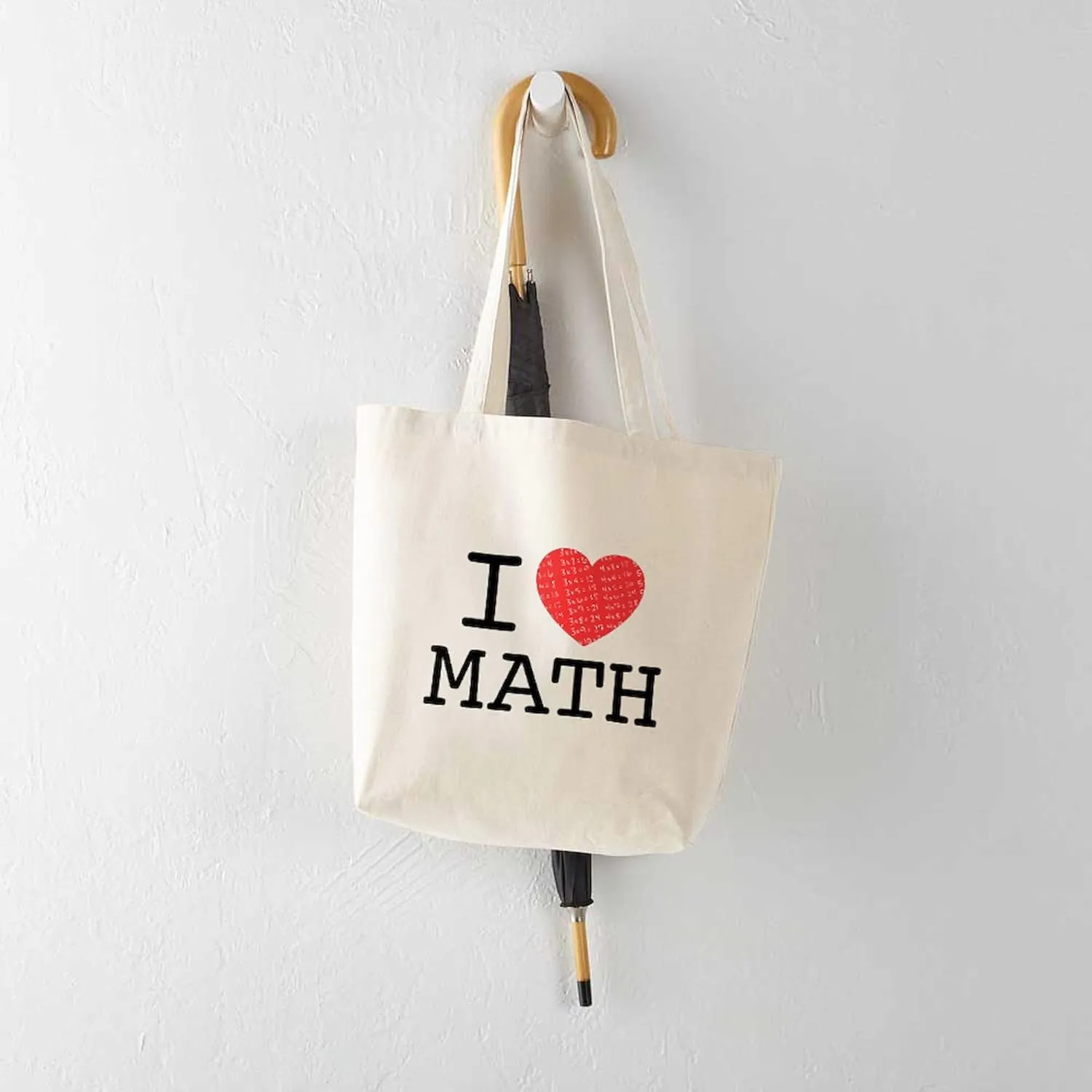 CafePress I Heart Math Tote Bag Natural Canvas Tote Bag, Reusable Shopping Bag