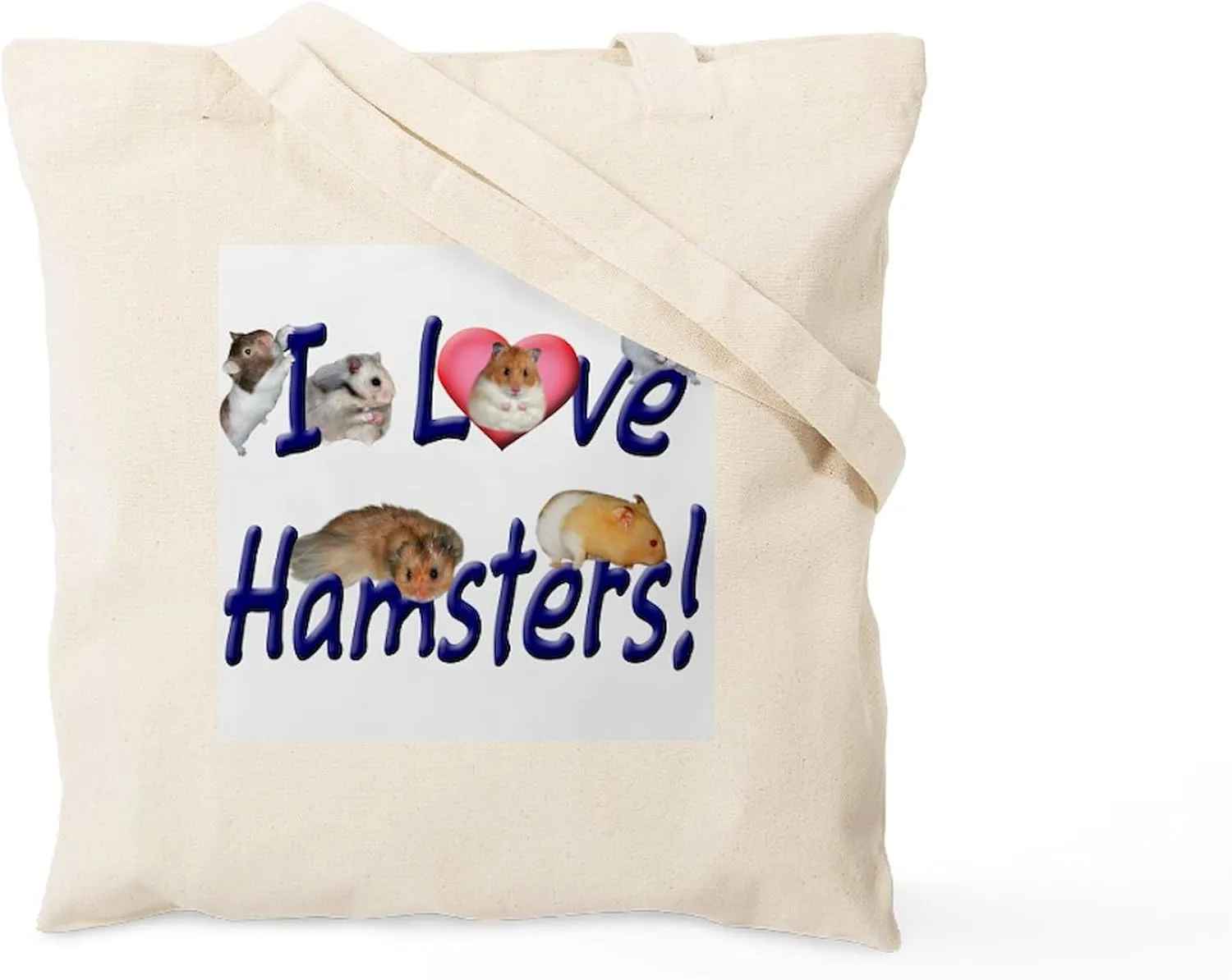 CafePress I Love Hamsters #01 Tote Bag Natural Canvas Tote Bag, Reusable Shopping Bag