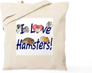 CafePress I Love Hamsters #01 Tote Bag Natural Canvas Tote Bag, Reusable Shopping Bag