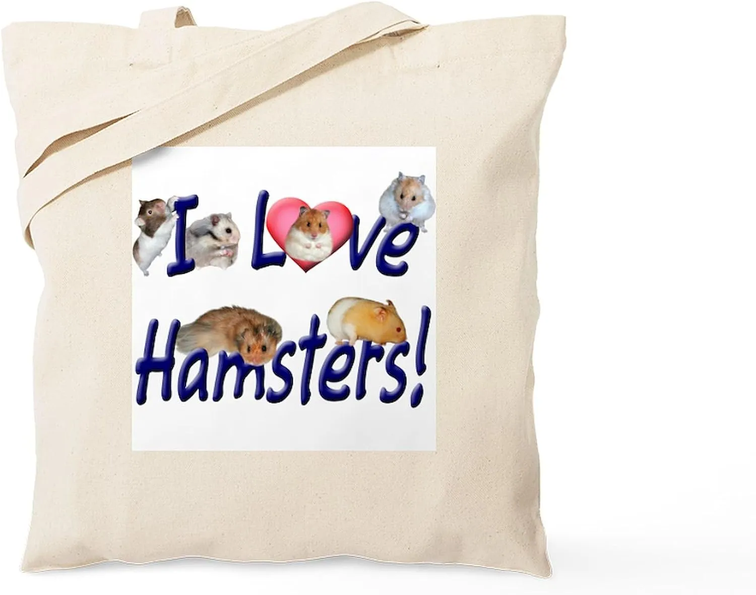 CafePress I Love Hamsters #01 Tote Bag Natural Canvas Tote Bag, Reusable Shopping Bag
