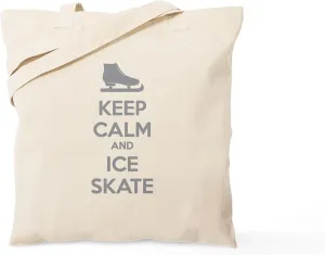 CafePress Keep Calm And Ice Skate Tote Bag Natural Canvas Tote Bag, Reusable Shopping Bag