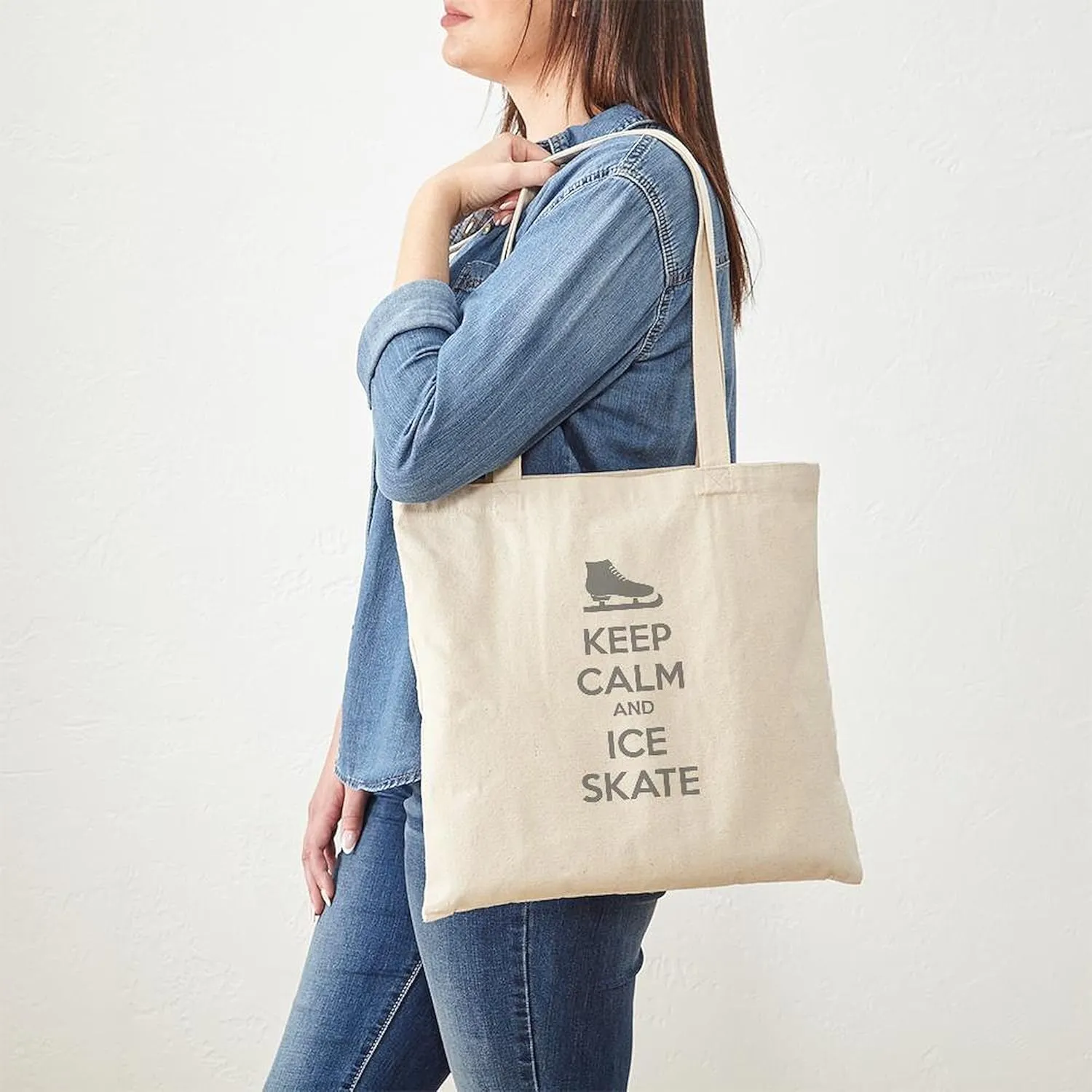 CafePress Keep Calm And Ice Skate Tote Bag Natural Canvas Tote Bag, Reusable Shopping Bag