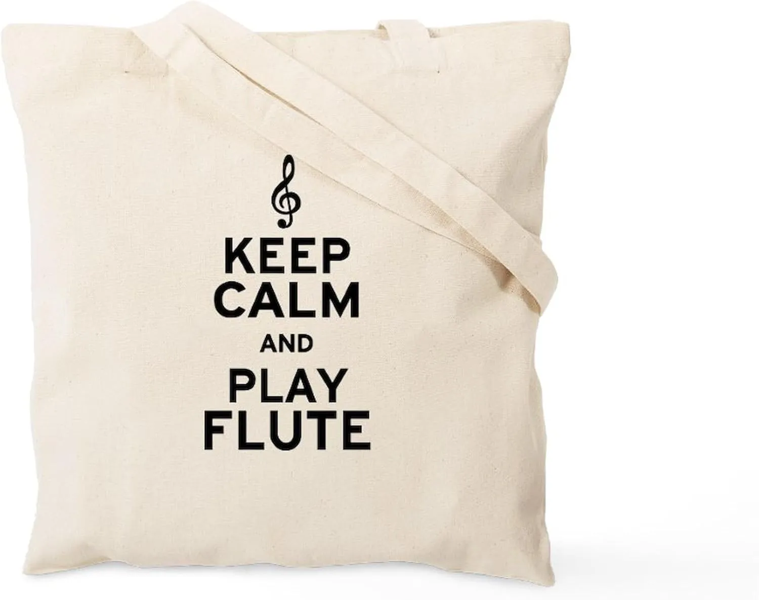 CafePress Keep Calm And Play Flute Tote Bag Natural Canvas Tote Bag, Reusable Shopping Bag