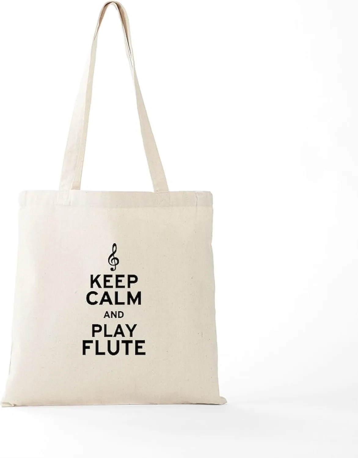 CafePress Keep Calm And Play Flute Tote Bag Natural Canvas Tote Bag, Reusable Shopping Bag