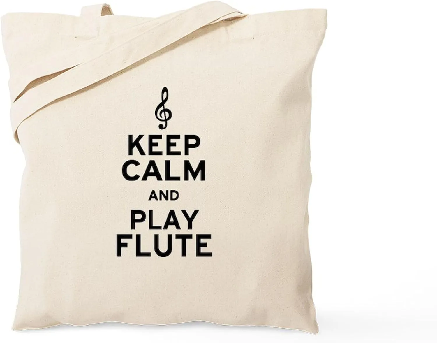 CafePress Keep Calm And Play Flute Tote Bag Natural Canvas Tote Bag, Reusable Shopping Bag
