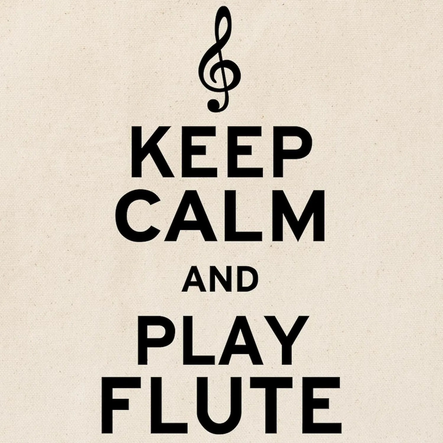 CafePress Keep Calm And Play Flute Tote Bag Natural Canvas Tote Bag, Reusable Shopping Bag
