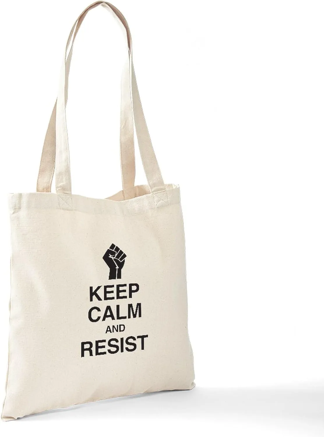 CafePress Keep Calm And Resist Tote Bag Natural Canvas Tote Bag, Reusable Shopping Bag