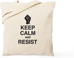 CafePress Keep Calm And Resist Tote Bag Natural Canvas Tote Bag, Reusable Shopping Bag