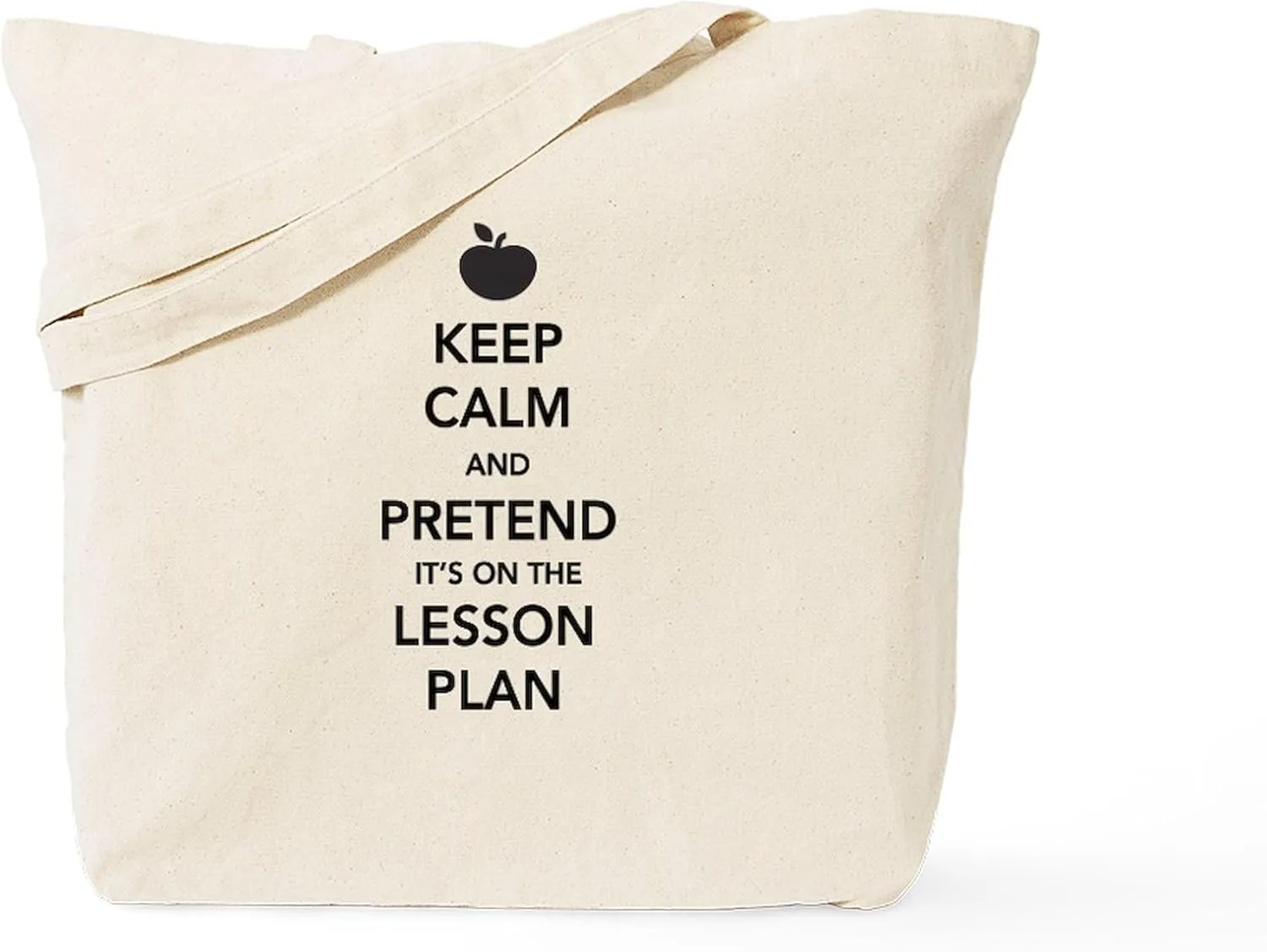 CafePress Keep Calm Pretend Lesson Plan Tote Bag Natural Canvas Tote Bag, Reusable Shopping Bag