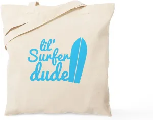 CafePress Lil (Little) Surfer Dude! With Surfboard Tote Bag Natural Canvas Tote Bag, Reusable Shopping Bag