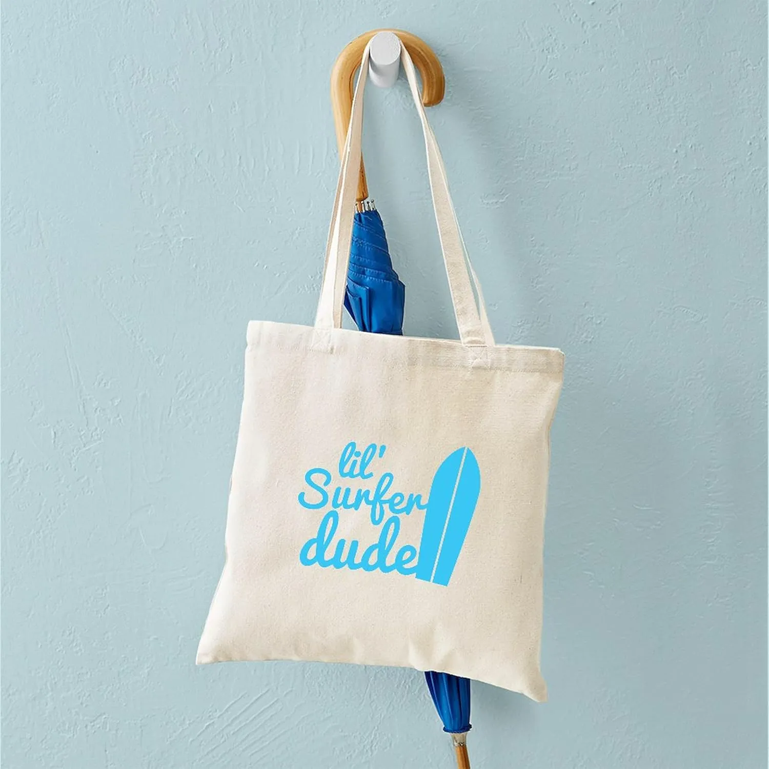 CafePress Lil (Little) Surfer Dude! With Surfboard Tote Bag Natural Canvas Tote Bag, Reusable Shopping Bag