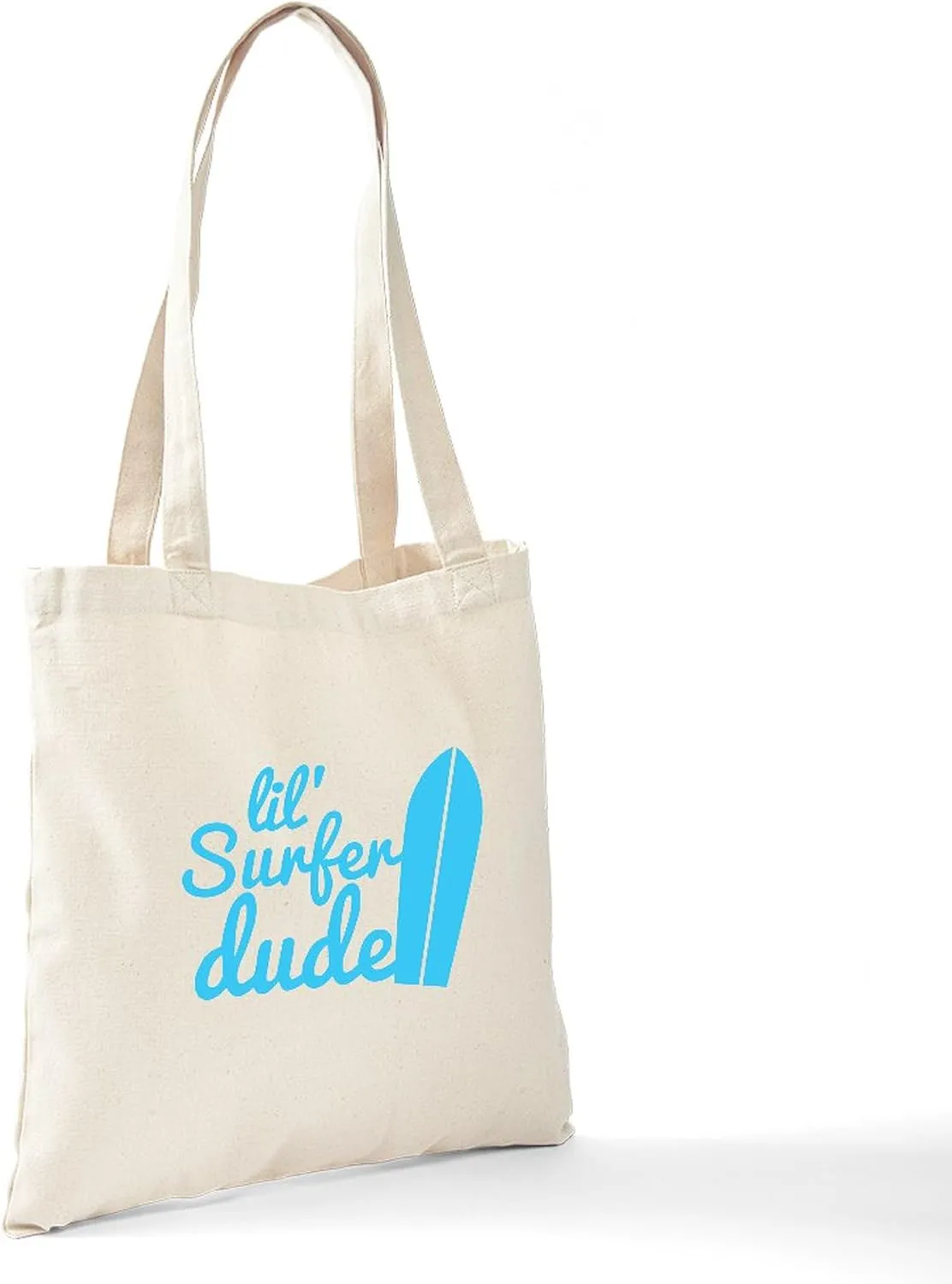 CafePress Lil (Little) Surfer Dude! With Surfboard Tote Bag Natural Canvas Tote Bag, Reusable Shopping Bag