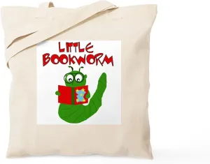CafePress Little Bookworm Tote Bag Natural Canvas Tote Bag, Reusable Shopping Bag