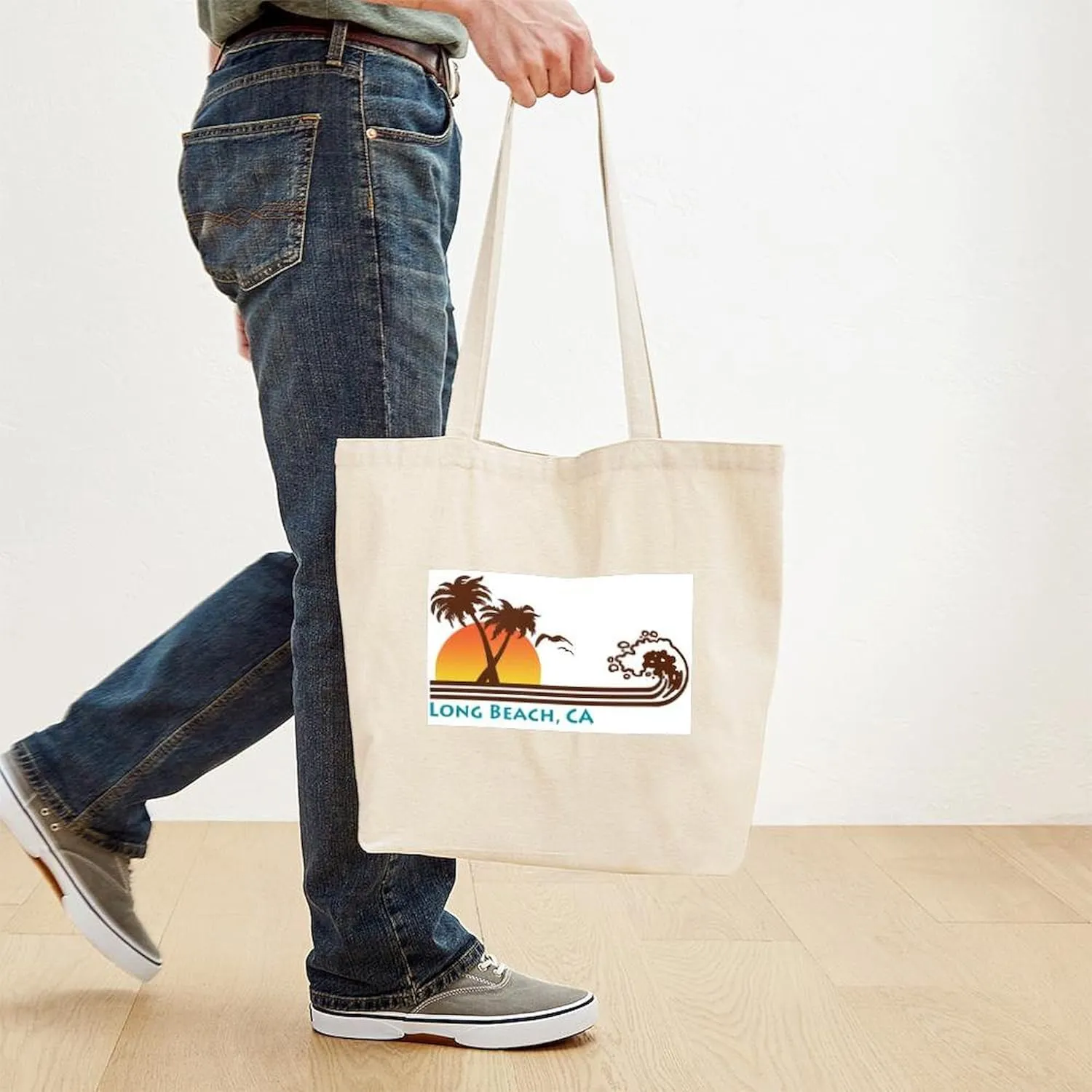CafePress Long Beach California Tote Bag Natural Canvas Tote Bag, Reusable Shopping Bag