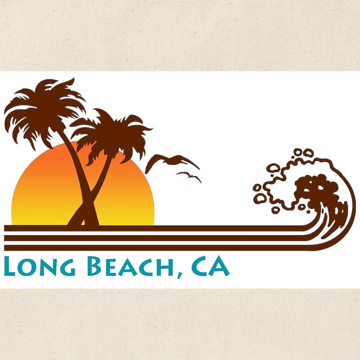 CafePress Long Beach California Tote Bag Natural Canvas Tote Bag, Reusable Shopping Bag