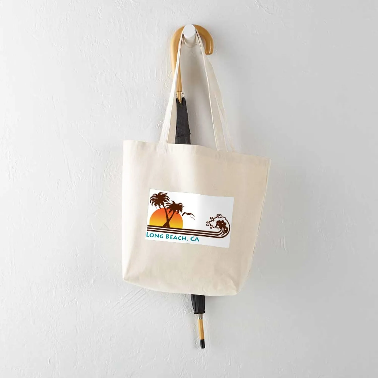CafePress Long Beach California Tote Bag Natural Canvas Tote Bag, Reusable Shopping Bag
