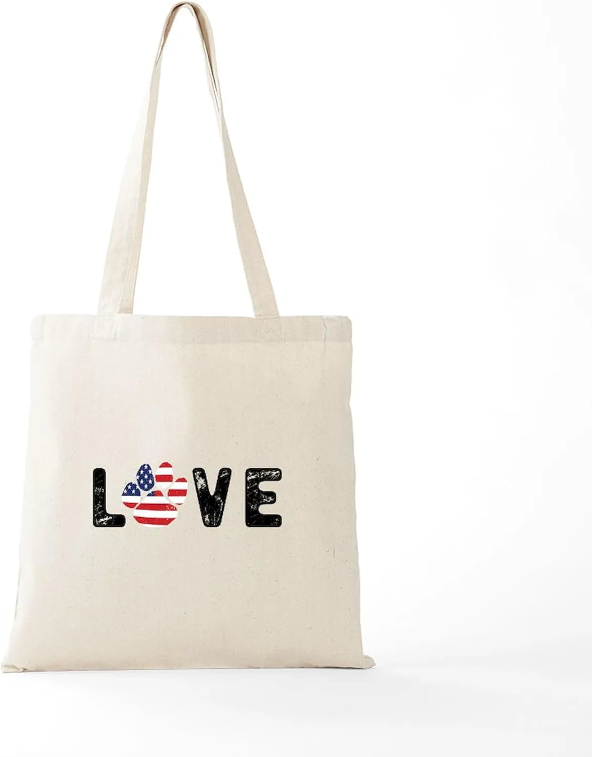 CafePress LOVE Paw Print Tote Bag Natural Canvas Tote Bag, Reusable Shopping Bag